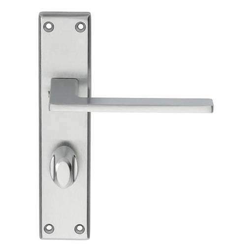 Zone Lever On Face-Fix Backplate - Bathroom 57Mm - Satin Chrome 180MM x 40MM