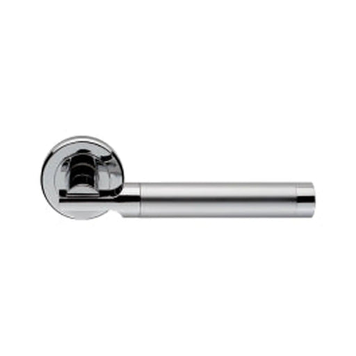 Azul Lever On Sprung Screw-On Round Rose - Satin Chrome/Polished Chrome 50MM DIA