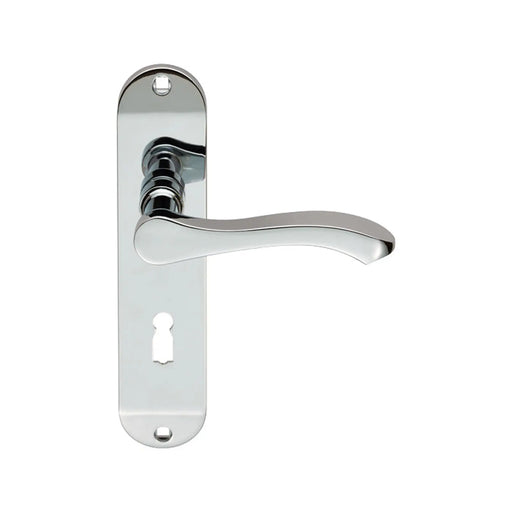 Style Lever On Face-Fix Backplate - Lock 57Mm - Polished Chrome 180 x 40mm