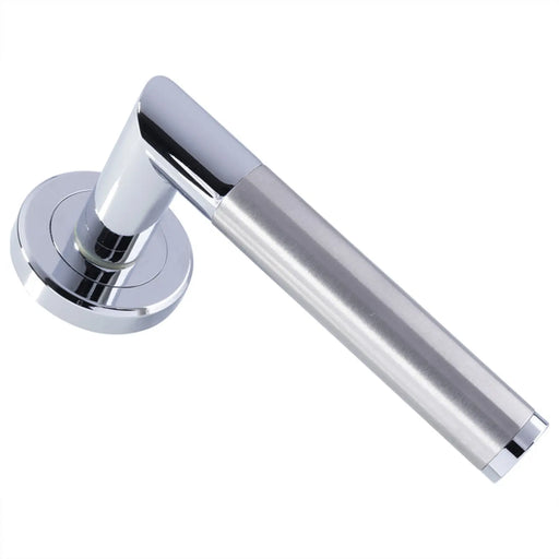 Trend Lever On Sprung Screw-On Round Rose - Polished Chrome/Satin Nickel 50MM