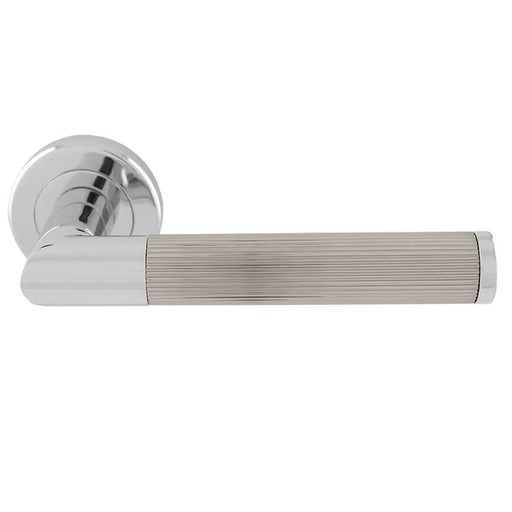 Trend Lines Lever On Sprung Screw-On Round Rose - Retail Pack - Polished Chrome/Satin Nickel