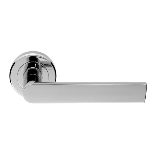 Edge Lever On Sprung Screw-On Round Rose - Retail Pack - Polished Chrome