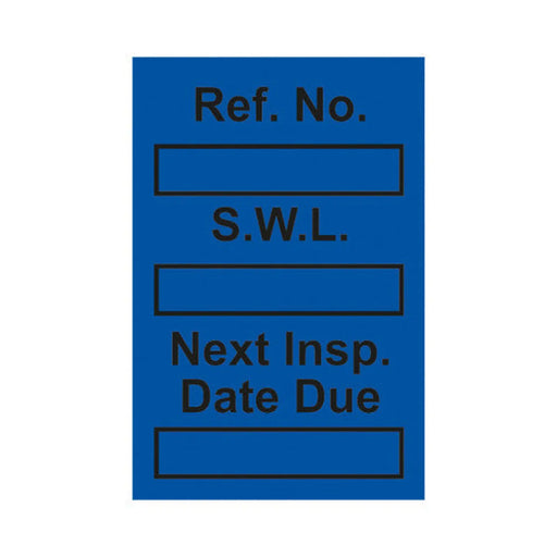 'Safe Working Load' Mini Tag Insert, Blue (Pack of 20)