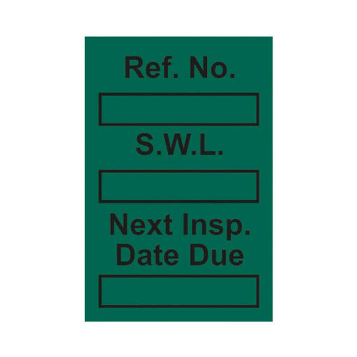 'Safe Working Load' Mini Tag Insert, Green (Pack of 20)