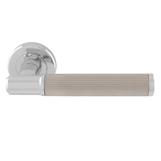 Image Lines Lever On Sprung Screw-On Round Rose - Retail Pack - Polished Chrome/Satin Nickel