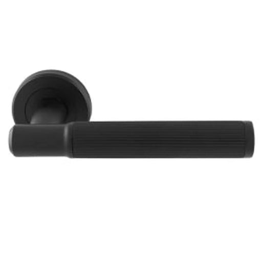 Image Lines Lever On Sprung Screw-On Round Rose - Retail Pack - Matt Black