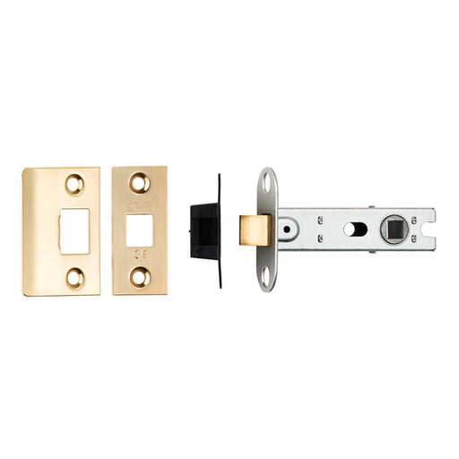 76Mm Bolt-Through Tubular Latch - 8Mm Follower - Square - Satin Brass