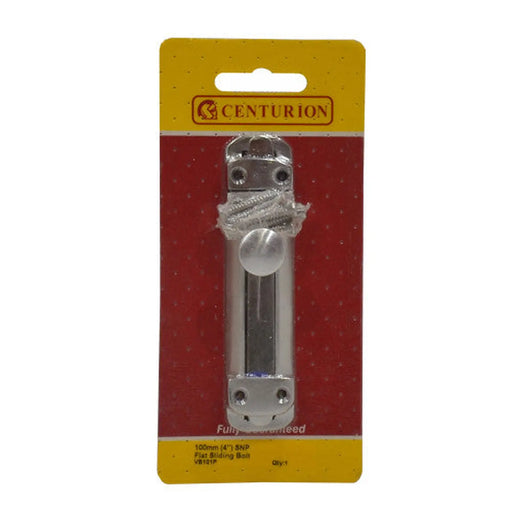 Flat Slide Bolt, Satin Nickel, 100mm - Pack of 5