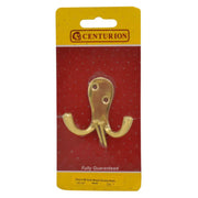 Solid Brass Double Robe Hook - Polished Brass - Pack Qty 1 - Pack of 5