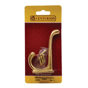 100mm School Style Solid Brass Hat & Coat Hook - Polished Brass - - Pack of 5