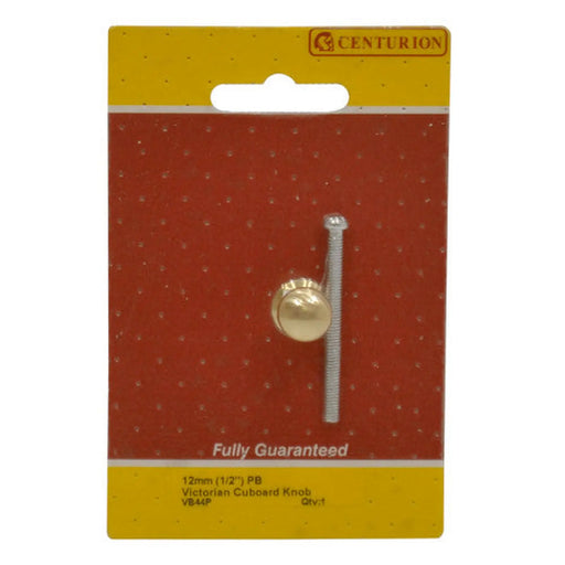 Victorian Cupboard Knobs, Polished Brass, 13mm Dia. - Pack of 5