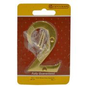 No.2 Solid Brass Door Numbers and Letters, 75mm - Pack of 5