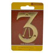 No.3 Solid Brass Door Numbers and Letters, 75mm - Pack of 5