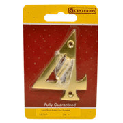 No.4 Solid Brass Door Numbers and Letters, 75mm - Pack of 5