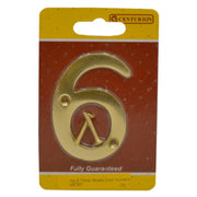 No.6 Solid Brass Door Numbers and Letters, 75mm - Pack of 5