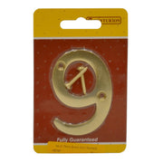 No.9 Solid Brass Door Numbers and Letters, 75mm - Pack of 5