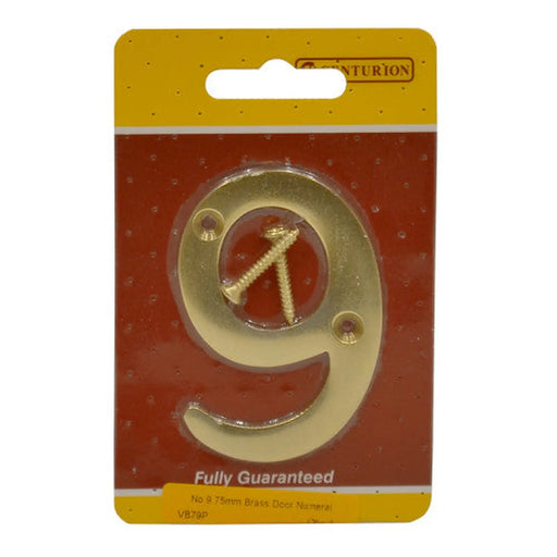 No.9 Solid Brass Door Numbers and Letters, 75mm - Pack of 5