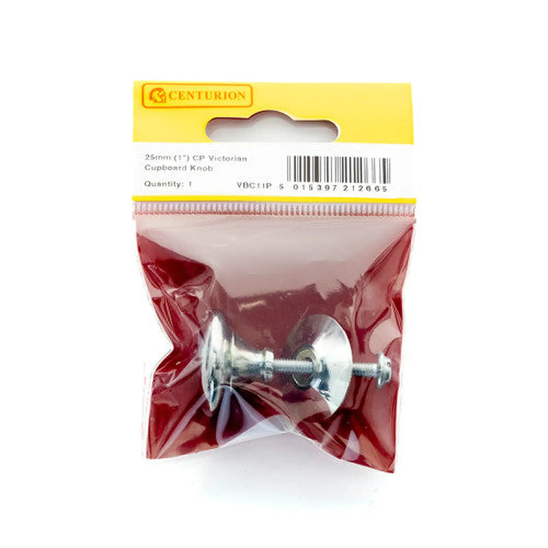 25mm (1") CP Victorian Cupboard Knob - Pack of 5