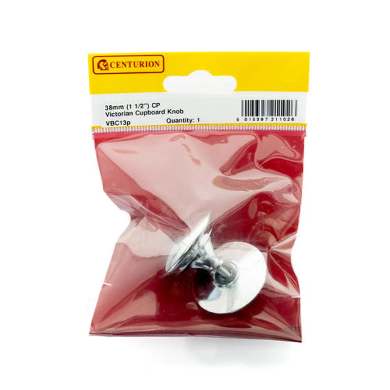 38mm (1 1/2") CP Victorian Cupboard Knob - Pack of 5