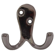 75mm Solid Brass Double Robe Hook - Chrome Plated - Pack of 10