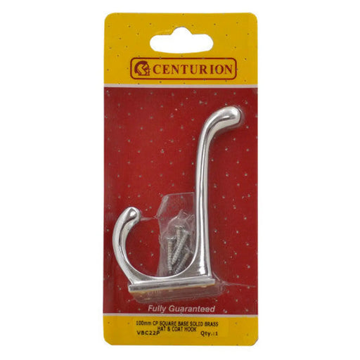 100mm School Style Solid Brass Hat & Coat Hook - Chrome Plated - - Pack of 5