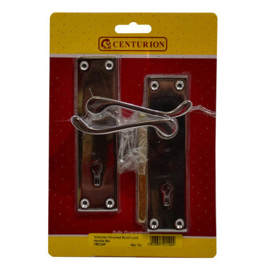 Chromed 'Scroll' Lever Lock Set, 145mm x 40mm, door handle