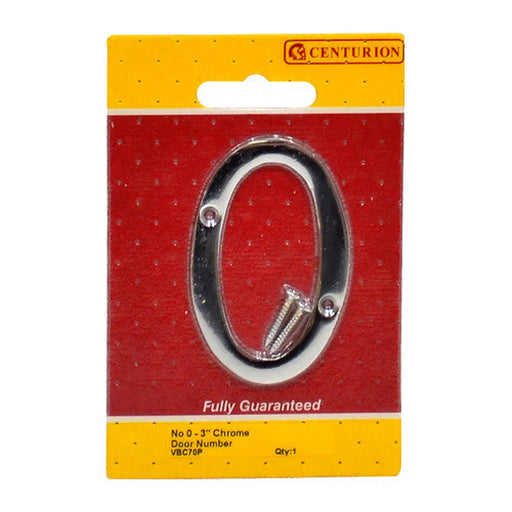No.0 Chromed Door Numbers and Letters, 75mm - Pack of 5