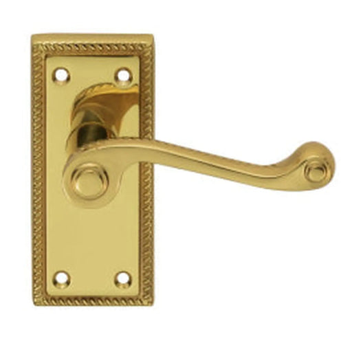 Georgian Lever On Backplate - Latch (Contract Range) - Polished Brass 110MM X 50MM