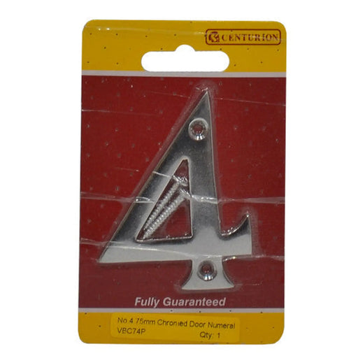 No.4 Chromed Door Numbers and Letters, 75mm - Pack of 5