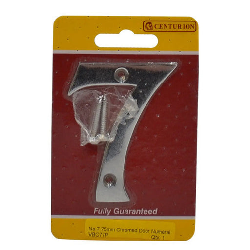 No.7 Chromed Door Numbers and Letters, 75mm - Pack of 5