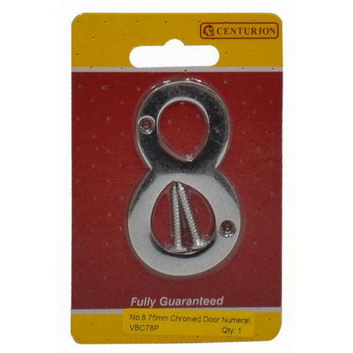 No.8 Chromed Door Numbers and Letters, 75mm - Pack of 5
