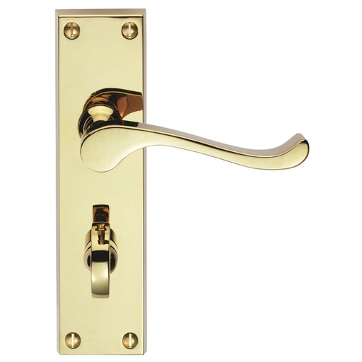 Victorian Scroll Lever On Face-Fix Backplate - Bathroom 57Mm C/C - Retail Pack - Polished Brass