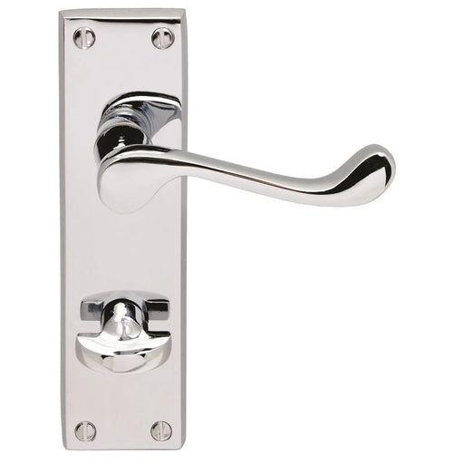 Victorian Scroll Lever On Backplate - Bathroom 57Mm C/C - Polished Chrome 155MM X 40MM