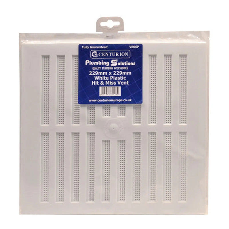 Plastic Hit & Miss Vents - White - 229 x 229mm - Pack of 5
