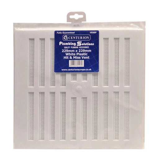 Plastic Hit & Miss Vents - White - 229 x 229mm - Pack of 5