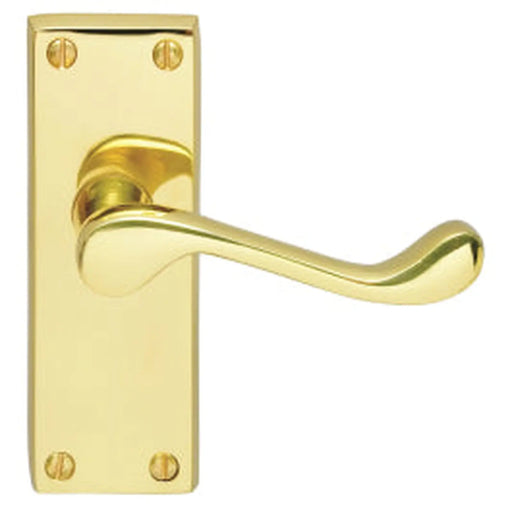 Victorian Scroll Lever On Backplate - Latch (Contract Range) - Polished Brass 120MM X 40MM