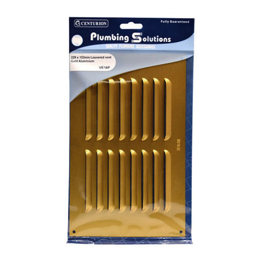 Louvre Vent - Gold Aluminum - 229 x 152mm - Pack of 5