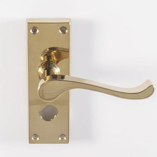 Victorian Scroll Lever On Backplate - Privacy (Contract Range) - Polished Brass 120MM X 40MM
