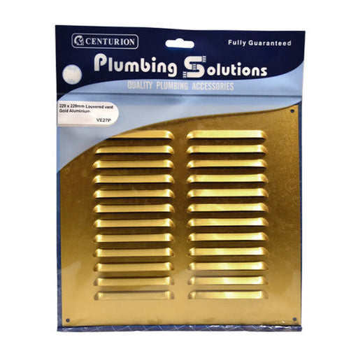 Louvre Vent - Gold Aluminum - 229 x 229mm - Pack of 5