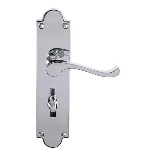 Victorian Scroll Lever On Shaped Backplate - Bathroom 57Mm C/C (Contract Range) - Polished Chrome 203MM X 48MM
