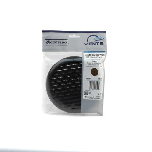 Circular Louvred Vent with Flyscreen - 80-152mm - Brown - Pack of 5