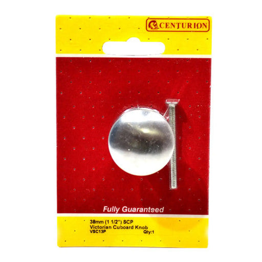 Victorian Cupboard Knobs, Satin Chrome Plated, 38mm Dia. - Pack of 5