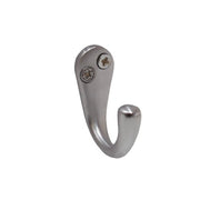 50mm Solid Brass Single Wardrobe Hook - Satin Chrome - Pack of 10