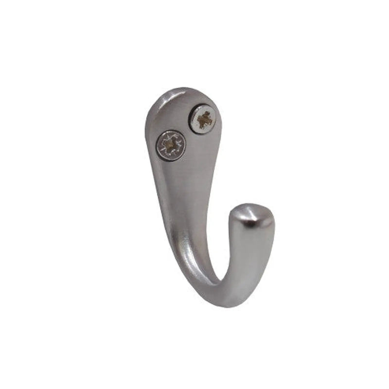 50mm Solid Brass Single Wardrobe Hook - Satin Chrome - Pack of 10