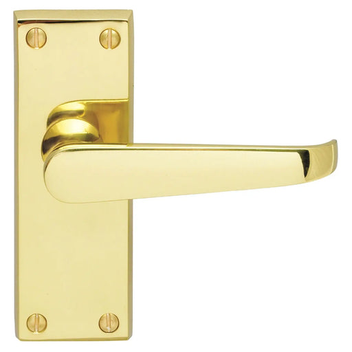 Victorian Straight Lever On Backplate - Latch (Contract Range) - Polished Brass 120MM X 40MM