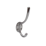 125mm Solid Brass Hat & Coat Hook - Satin Chrome - Pack of 10