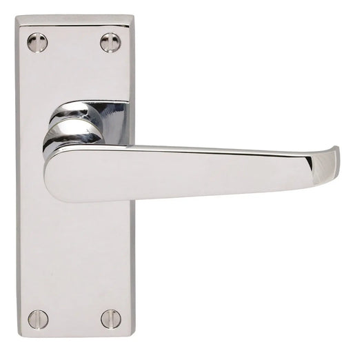 Victorian Straight Lever On Backplate - Latch (Contract Range) - Polished Chrome 120MM X 40MM