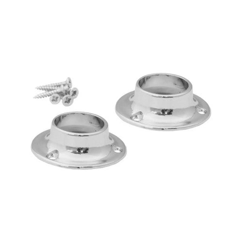 19mm (3/4") Wardrobe Rod Sockets - Chrome Plated - Pack of 50
