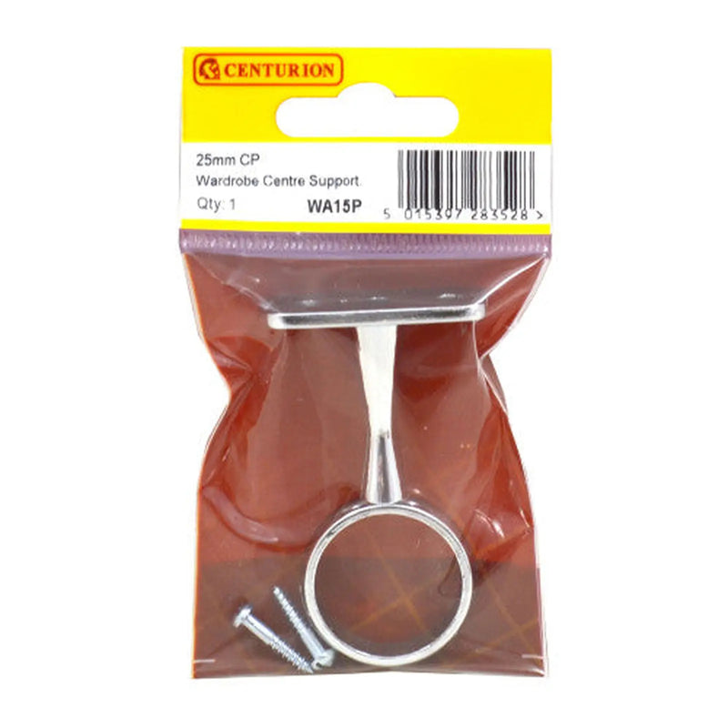 25mm (1") Wardrobe Centre Supports - Chrome Plated - Pack Qty 1 - Pack of 5
