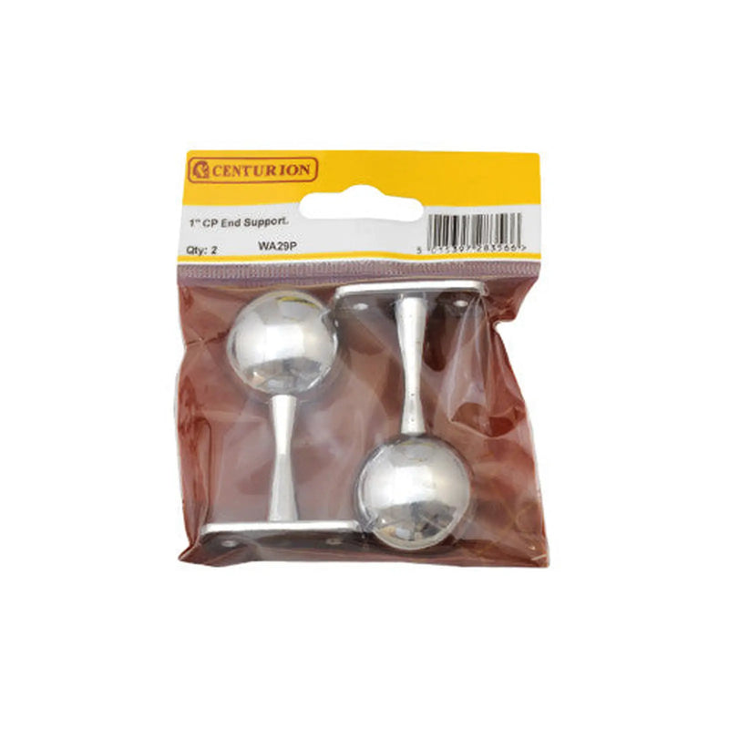19mm (3/4") Wardrobe Centre Supports - Chrome Plated - Pack Qty 1 - Pack of 5